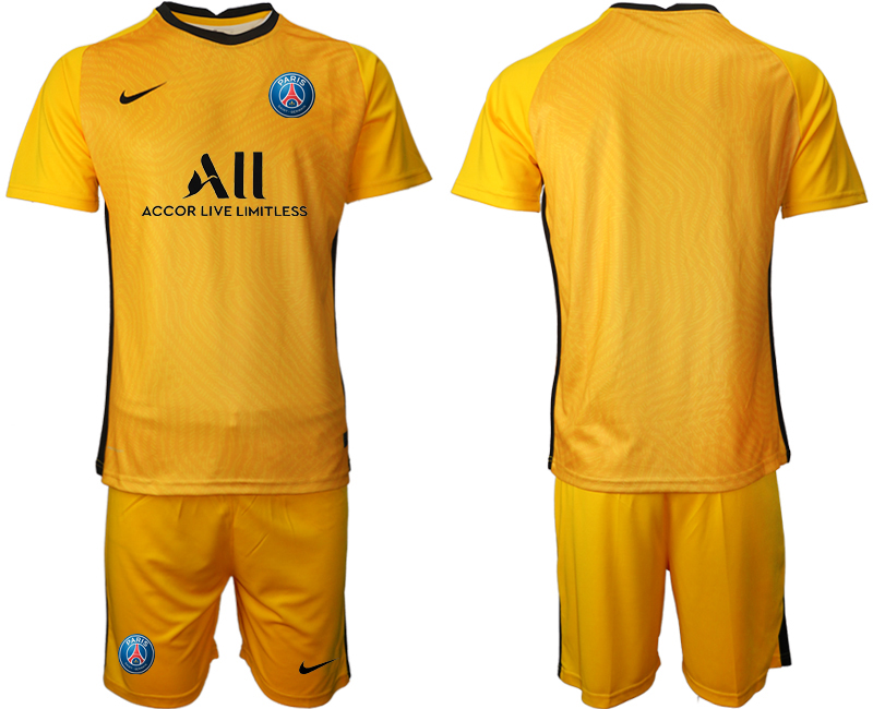 Men 2021 Paris Saint Germain yellow goalkeeper soccer jerseys